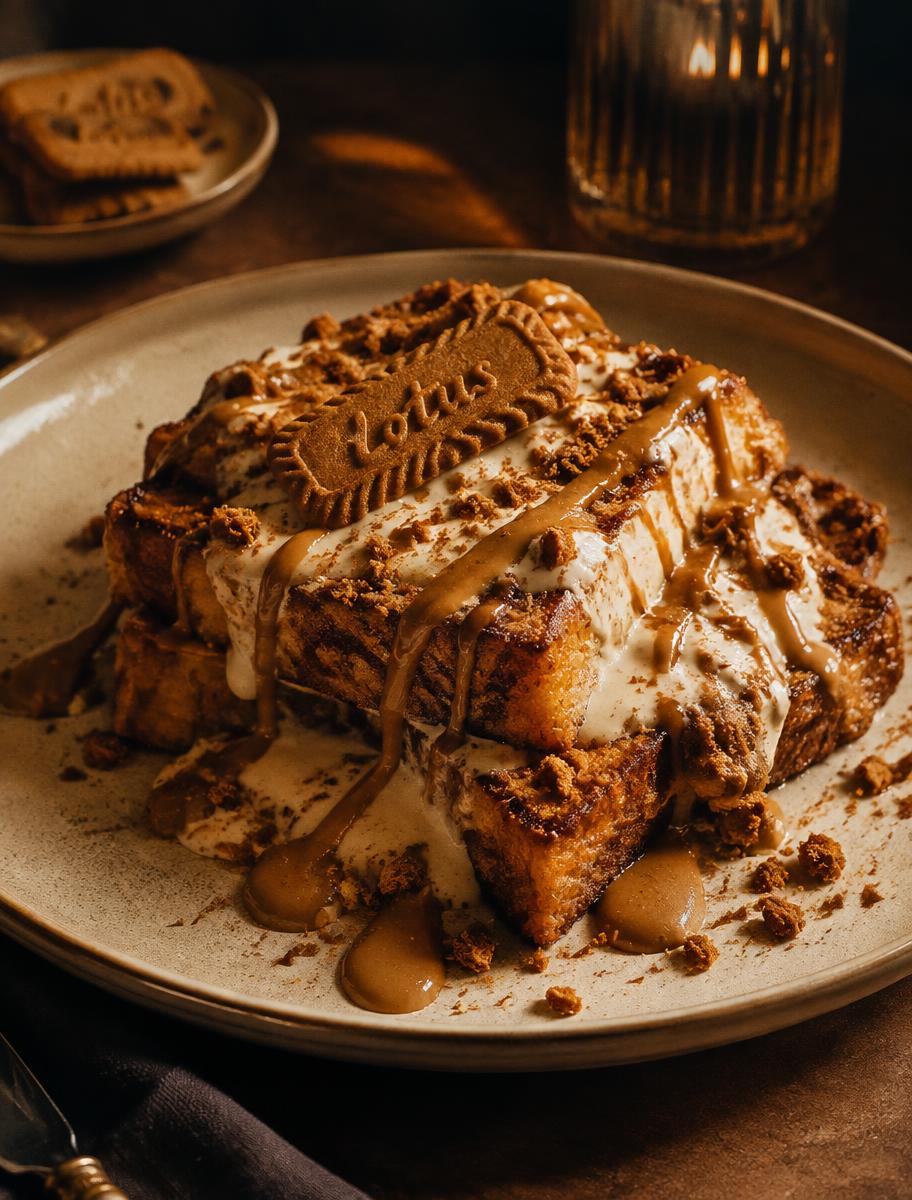 Lotus french toast with vanilla cream